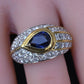 Amazing French Vintage 18K Gold Ring 3.85 Carats of Diamonds & Sapphire IGI Cert