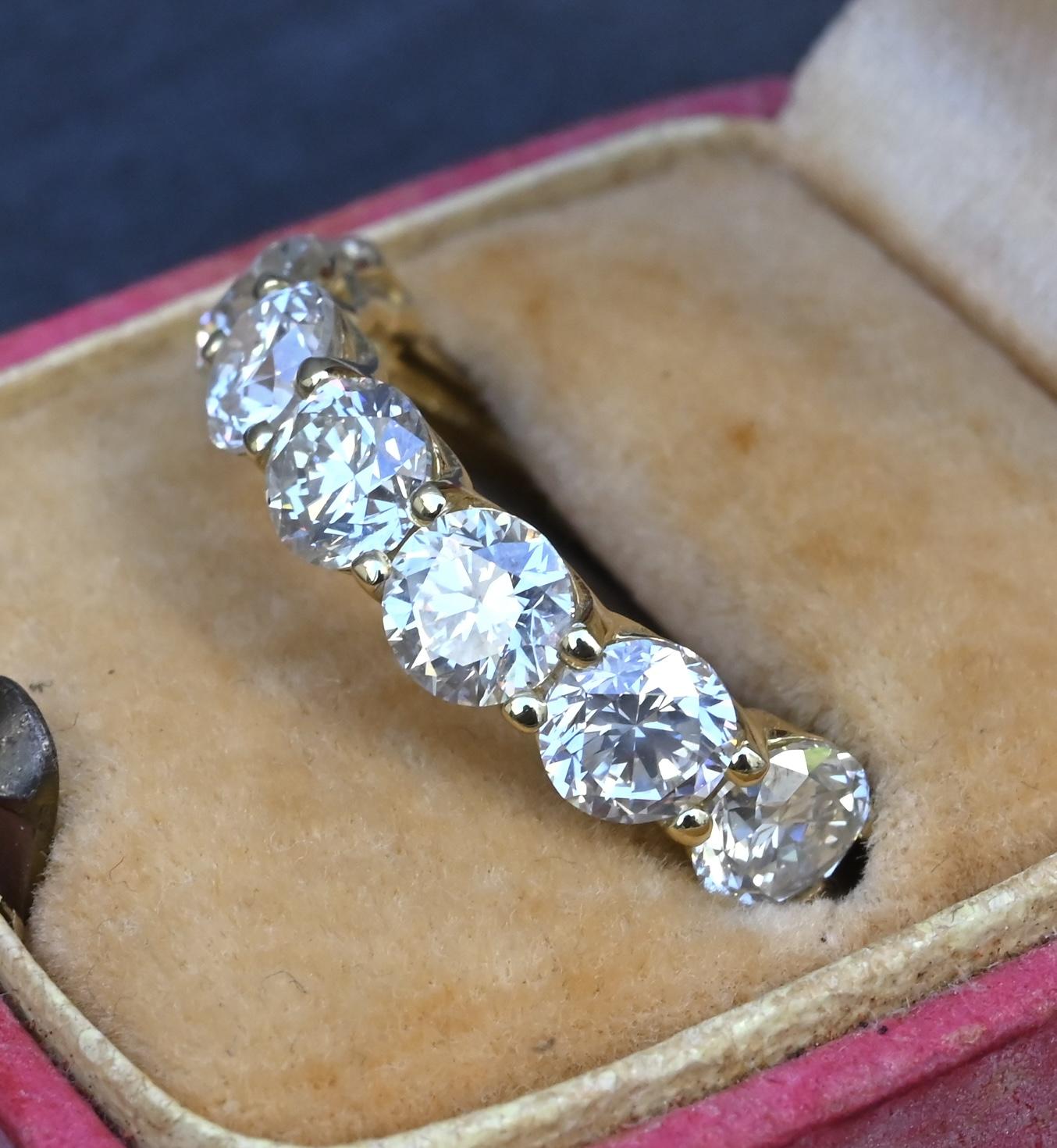 IGI Certified 3.30 CTW 7 Natural Diamond Wedding Band 14K Yellow Gold Size 6.5