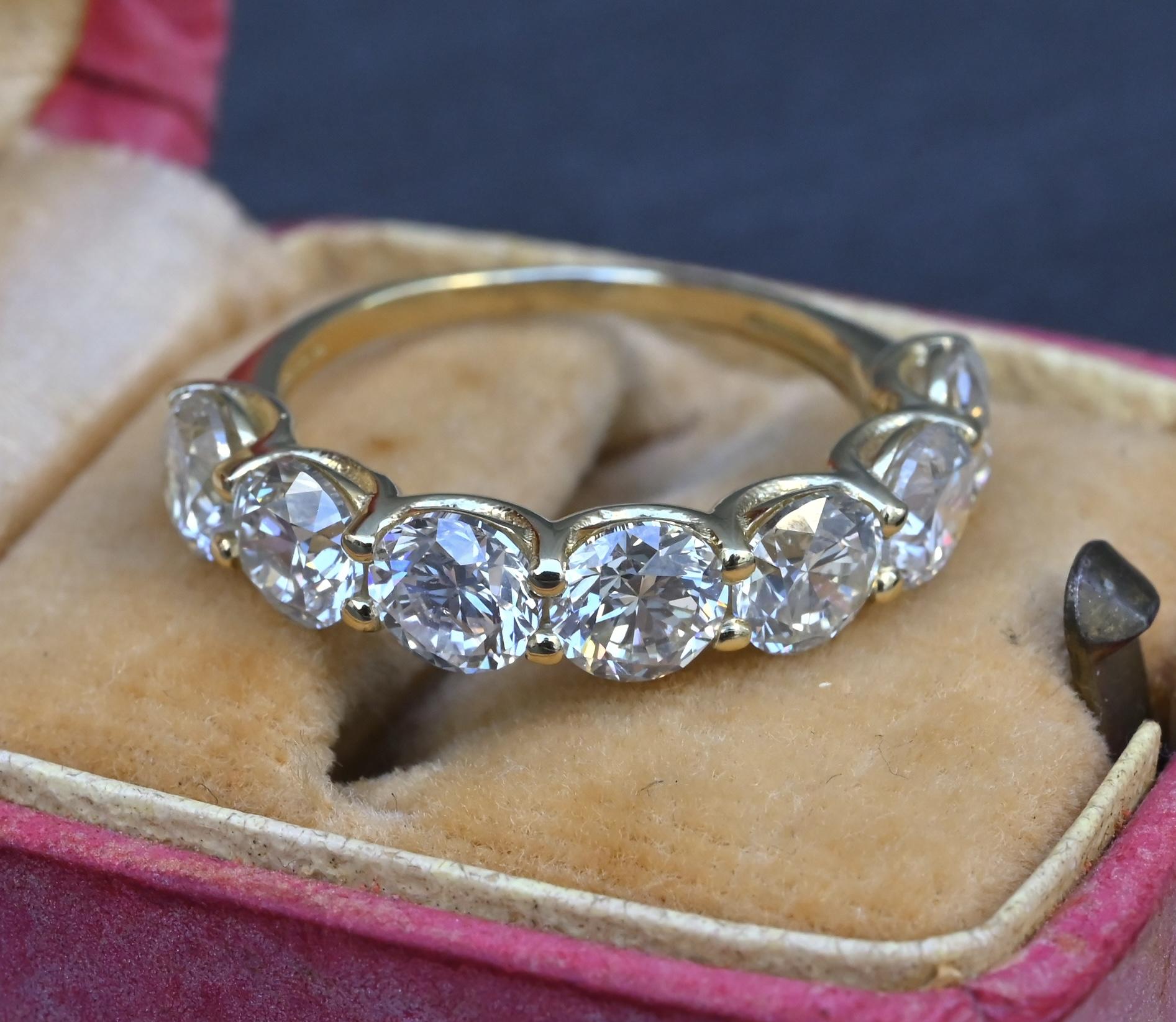IGI Certified 3.30 CTW 7 Natural Diamond Wedding Band 14K Yellow Gold Size 6.5