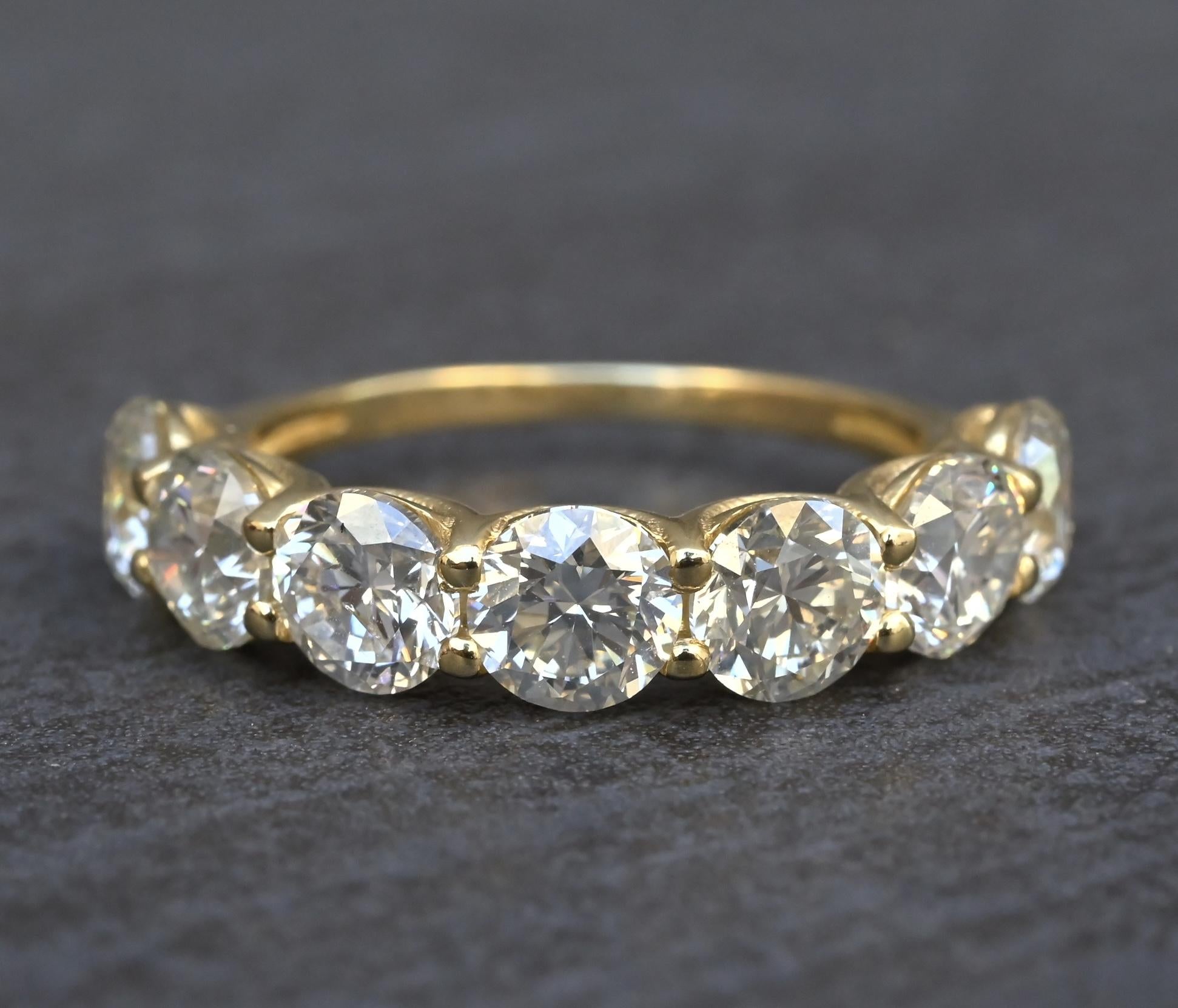 IGI Certified 3.30 CTW 7 Natural Diamond Wedding Band 14K Yellow Gold Size 6.5