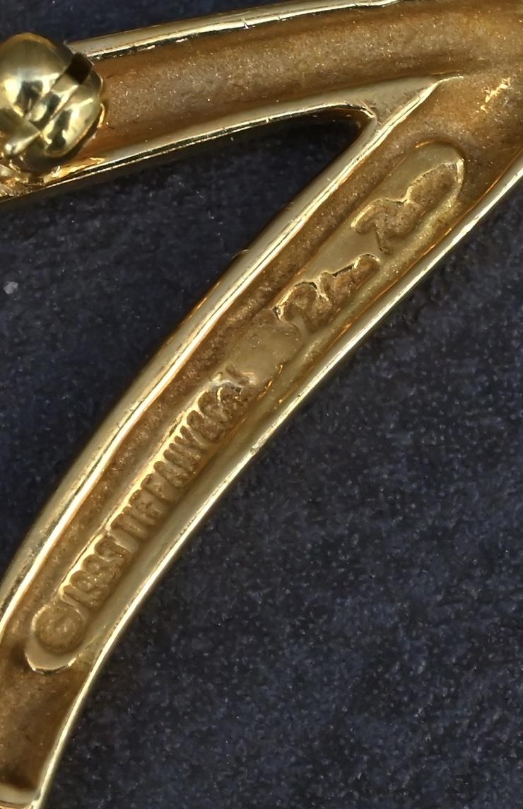 Tiffany & Co. Paloma Picasso Large Zig Zag Brooch 18K Gold Platinum Diamonds