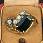 IGI Certified 3CT Emerald Cut Green Tourmaline Diamond Ring 14K Size 7.25