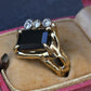IGI Certified 3CT Emerald Cut Green Tourmaline Diamond Ring 14K Size 7.25
