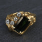 IGI Certified 3CT Emerald Cut Green Tourmaline Diamond Ring 14K Size 7.25