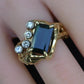 IGI Certified 3CT Emerald Cut Green Tourmaline Diamond Ring 14K Size 7.25