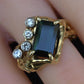 IGI Certified 3CT Emerald Cut Green Tourmaline Diamond Ring 14K Size 7.25