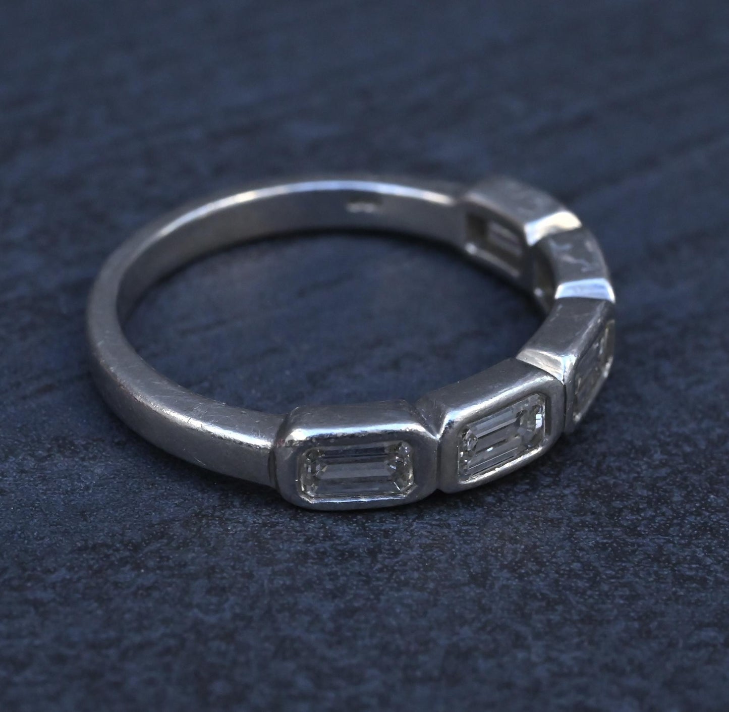 IGI Certified 1.35 CTW Emerald Cut Diamond 5-Stone Band Platinum Ring Size 9