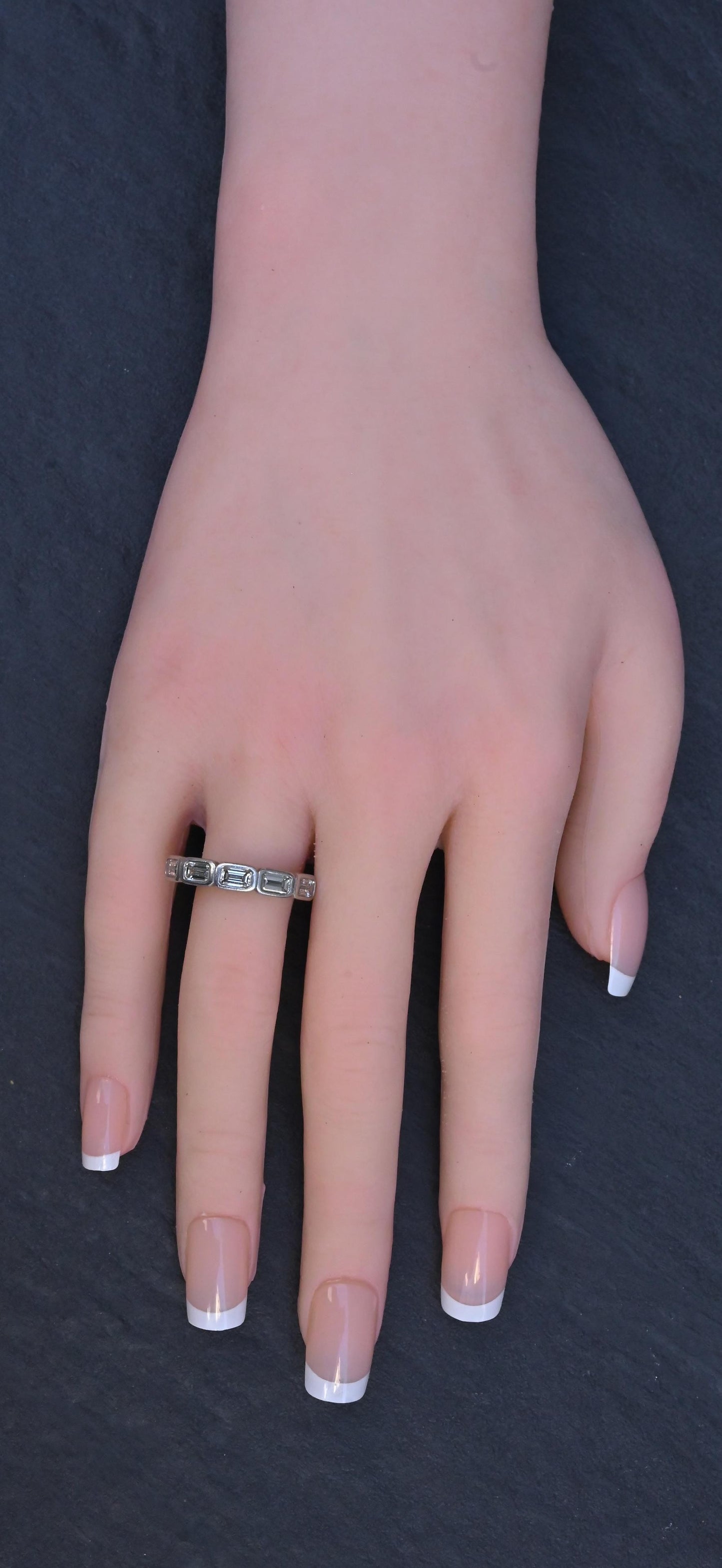 IGI Certified 1.35 CTW Emerald Cut Diamond 5-Stone Band Platinum Ring Size 9