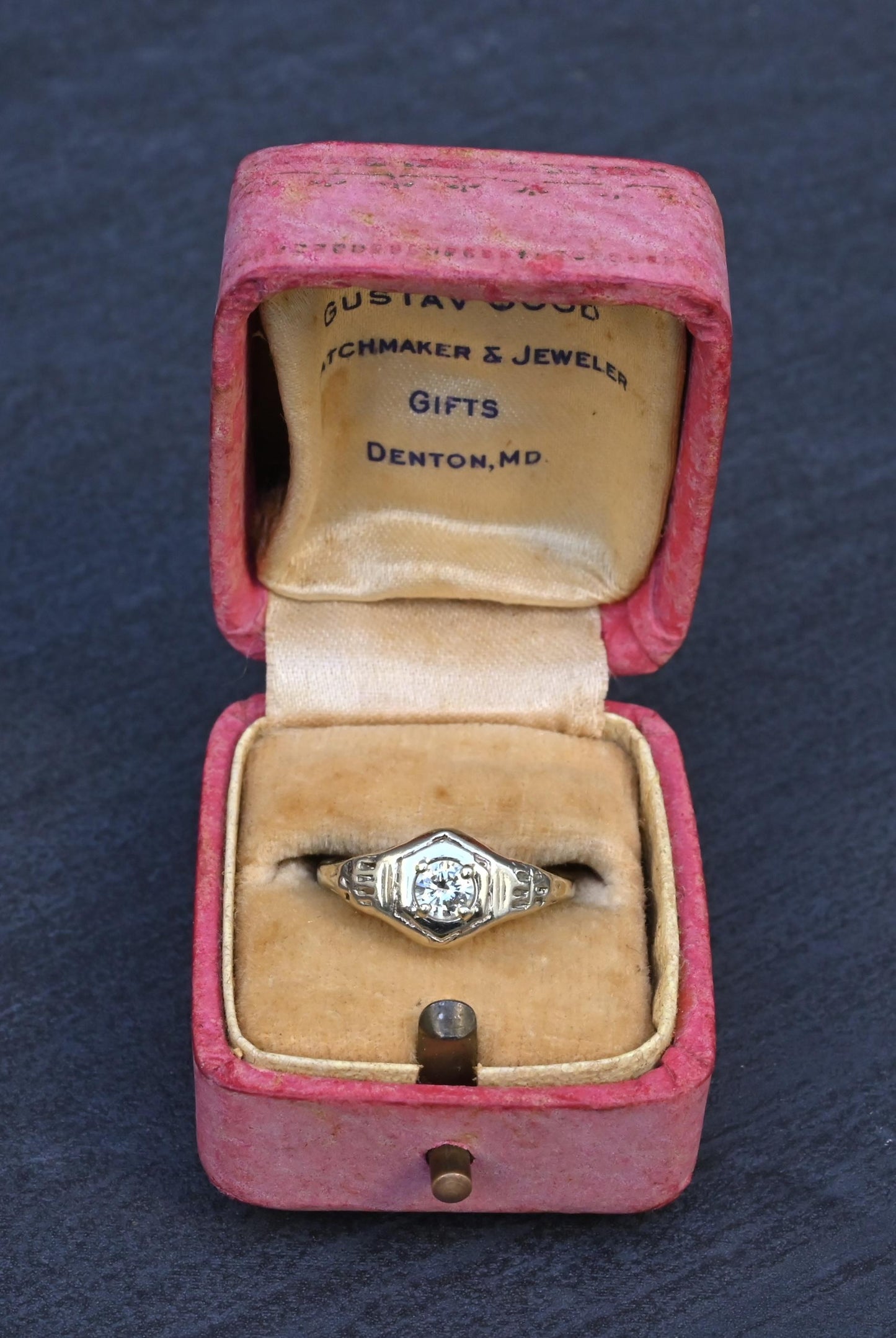 Antique Art Deco 14K White Gold 0.25 CT Round Diamond Ring Size 5.75 IGI Cert.