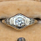 Antique Art Deco 14K White Gold 0.25 CT Round Diamond Ring Size 5.75 IGI Cert.