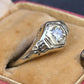 Antique Art Deco 14K White Gold 0.25 CT Round Diamond Ring Size 5.75 IGI Cert.
