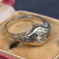 Antique Art Deco 14K White Gold 0.25 CT Round Diamond Ring Size 5.75 IGI Cert.