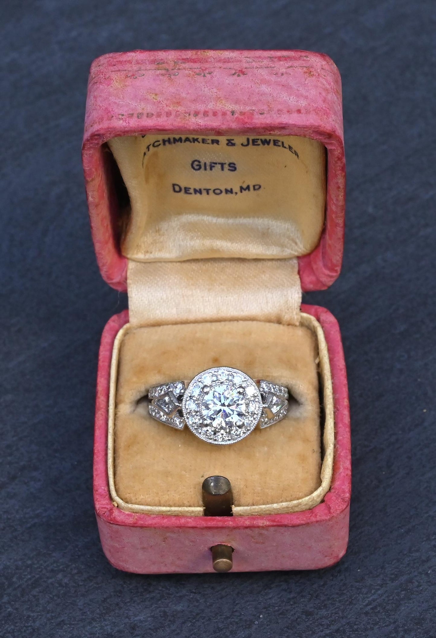 IGI Certified 1.72 CTW Diamond Halo Ring with Kite Side Diamonds Size 5