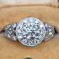 IGI Certified 1.72 CTW Diamond Halo Ring with Kite Side Diamonds Size 5