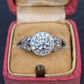IGI Certified 1.72 CTW Diamond Halo Ring with Kite Side Diamonds Size 5
