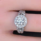 IGI Certified 1.72 CTW Diamond Halo Ring with Kite Side Diamonds Size 5