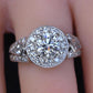 IGI Certified 1.72 CTW Diamond Halo Ring with Kite Side Diamonds Size 5