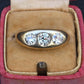 Art Deco 14K Yellow Gold Gypsy 3-Stone Old European Cut Diamond Ring Size 9.5