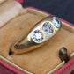 Art Deco 14K Yellow Gold Gypsy 3-Stone Old European Cut Diamond Ring Size 9.5