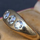 Art Deco 14K Yellow Gold Gypsy 3-Stone Old European Cut Diamond Ring Size 9.5
