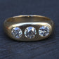 Art Deco 14K Yellow Gold Gypsy 3-Stone Old European Cut Diamond Ring Size 9.5