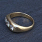 Art Deco 14K Yellow Gold Gypsy 3-Stone Old European Cut Diamond Ring Size 9.5