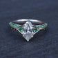 GIA Inscribed 1.02 Carat Marquise Diamond & Green Accent Engagement 14K Ring
