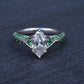 GIA Inscribed 1.02 Carat Marquise Diamond & Green Accent Engagement 14K Ring