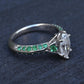 GIA Inscribed 1.02 Carat Marquise Diamond & Green Accent Engagement 14K Ring
