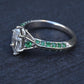 GIA Inscribed 1.02 Carat Marquise Diamond & Green Accent Engagement 14K Ring