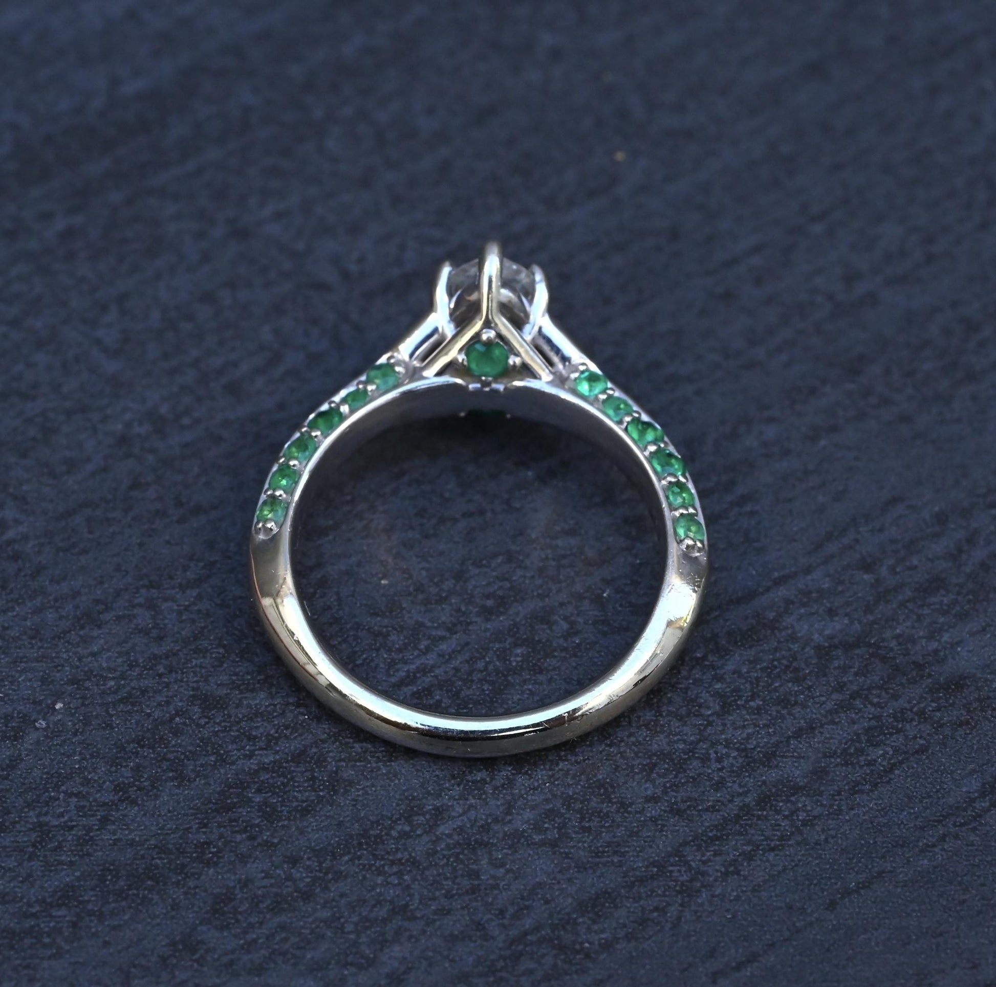 GIA Inscribed 1.02 Carat Marquise Diamond & Green Accent Engagement 14K Ring
