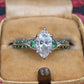 GIA Inscribed 1.02 Carat Marquise Diamond & Green Accent Engagement 14K Ring