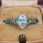 GIA Inscribed 1.02 Carat Marquise Diamond & Green Accent Engagement 14K Ring