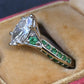 GIA Inscribed 1.02 Carat Marquise Diamond & Green Accent Engagement 14K Ring