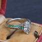 GIA Inscribed 1.02 Carat Marquise Diamond & Green Accent Engagement 14K Ring