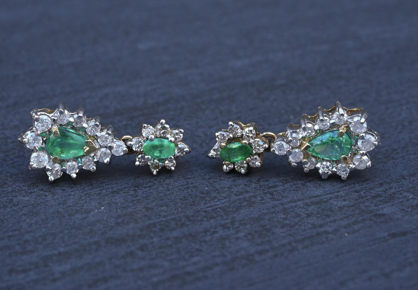 IGI Certified 1.70 CTW Natural Emerald & 2.00 CTW Diamond Drop Earrings in 14K