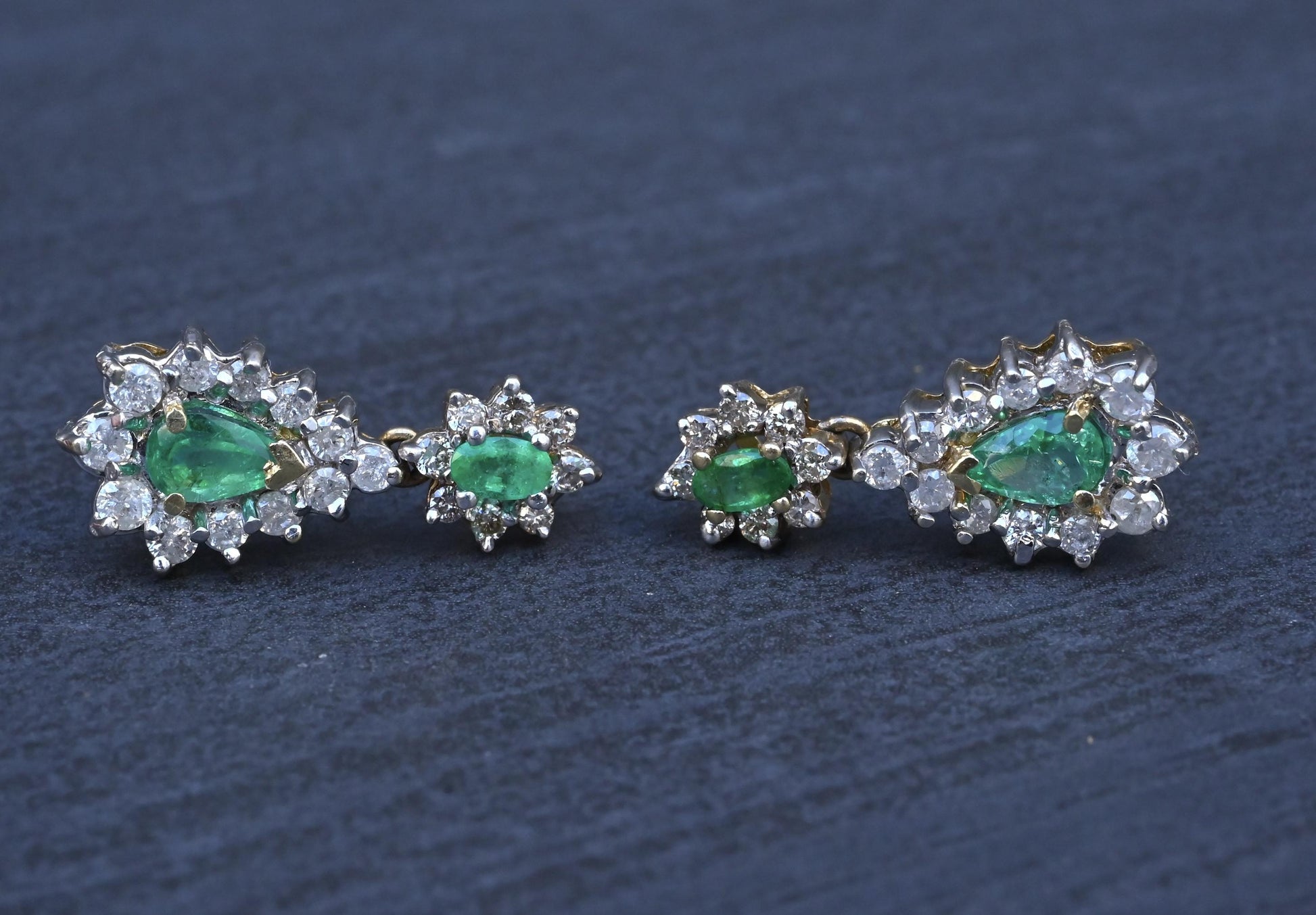 IGI Certified 1.70 CTW Natural Emerald & 2.00 CTW Diamond Drop Earrings in 14K