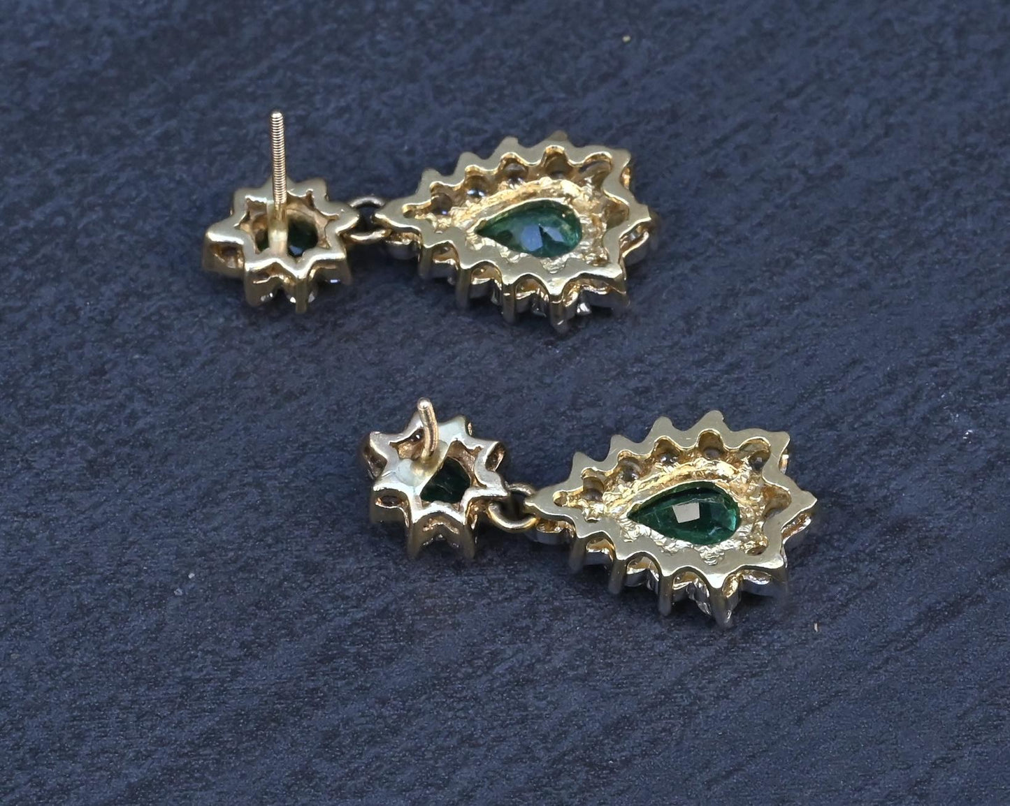 IGI Certified 1.70 CTW Natural Emerald & 2.00 CTW Diamond Drop Earrings in 14K