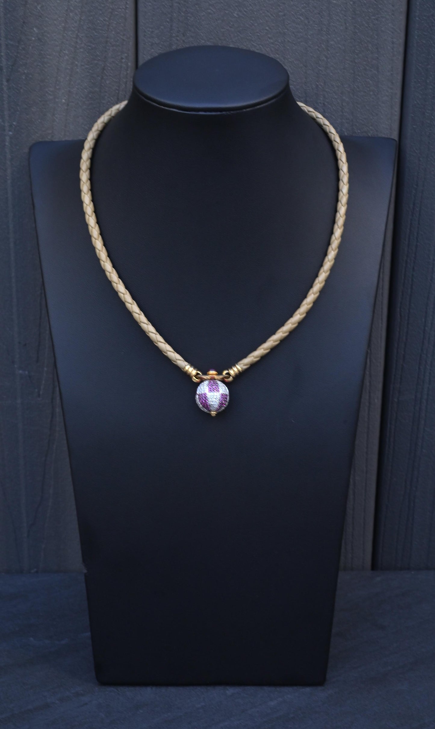 Gianni Bulgari Enigma 18K Gold Diamond Ruby Braided Necklace 2.75 TCW IGI Cert.
