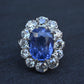 Rare Antique Platinum GIA 8.62ct No Heat Ceylon Sapphire & Old Cut Diamonds