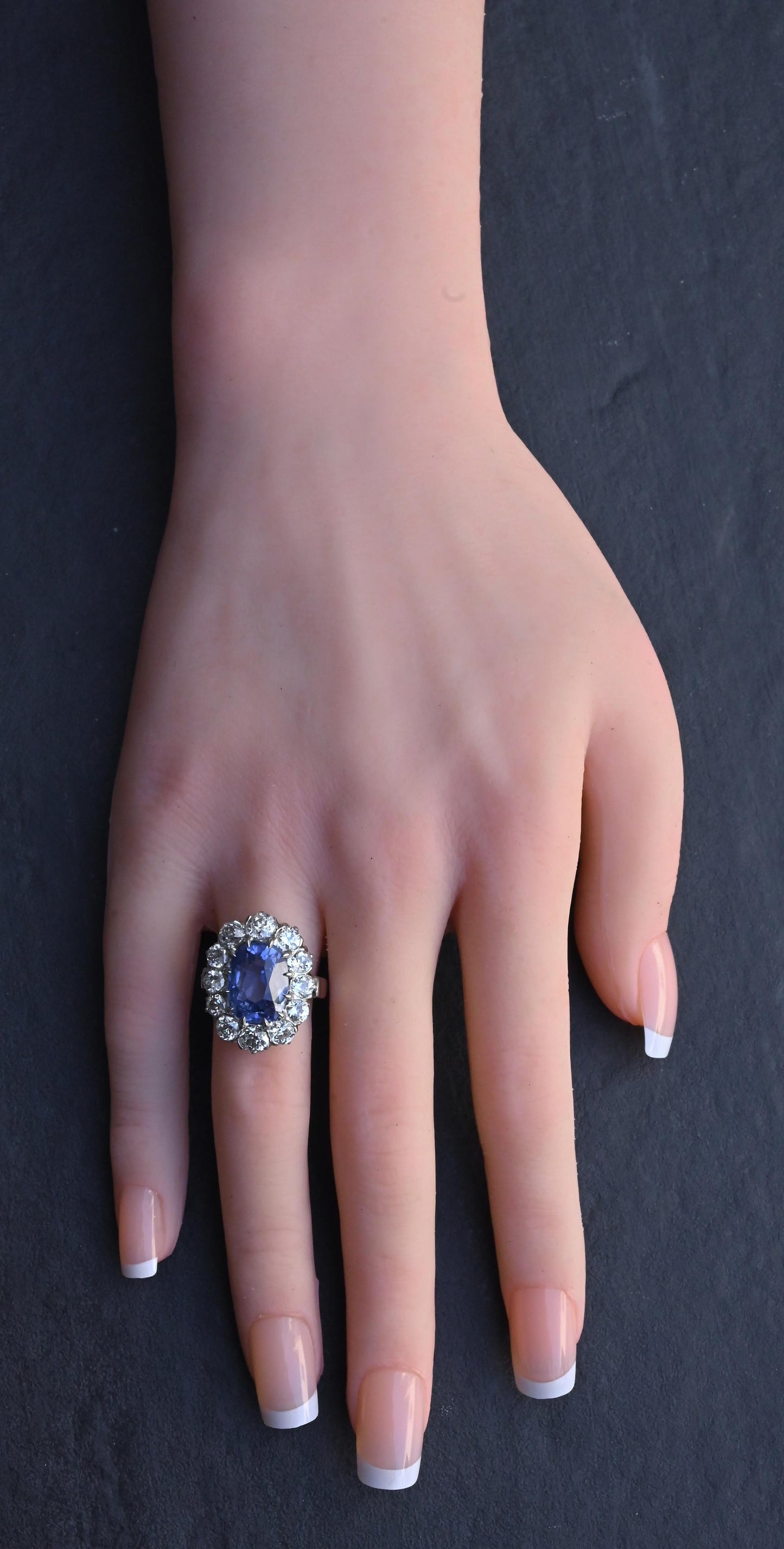Rare Antique Platinum GIA 8.62ct No Heat Ceylon Sapphire & Old Cut Diamonds
