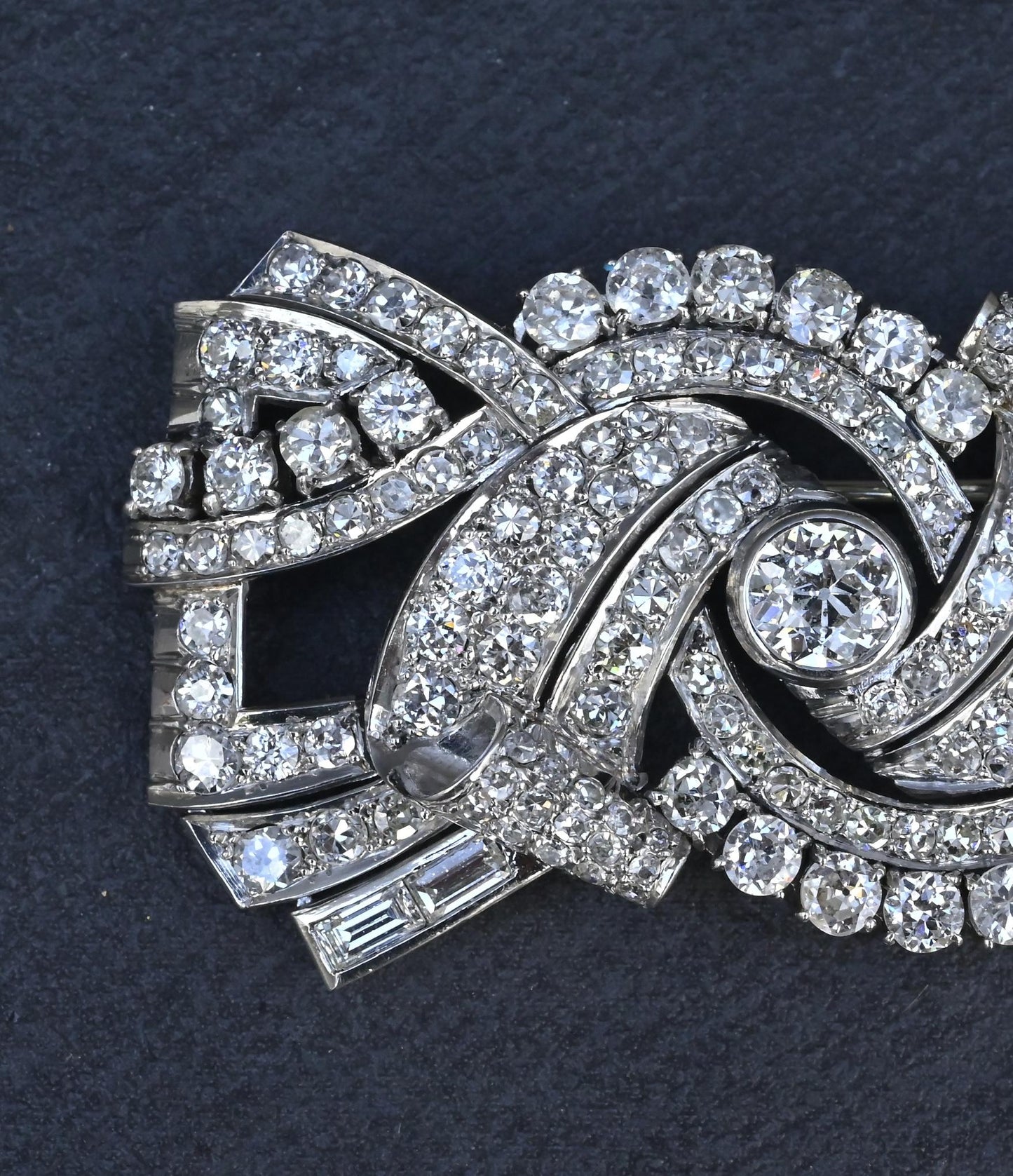 Antique Art Deco 8ctw Old European Diamond Platinum Brooch Pin IGI Certified