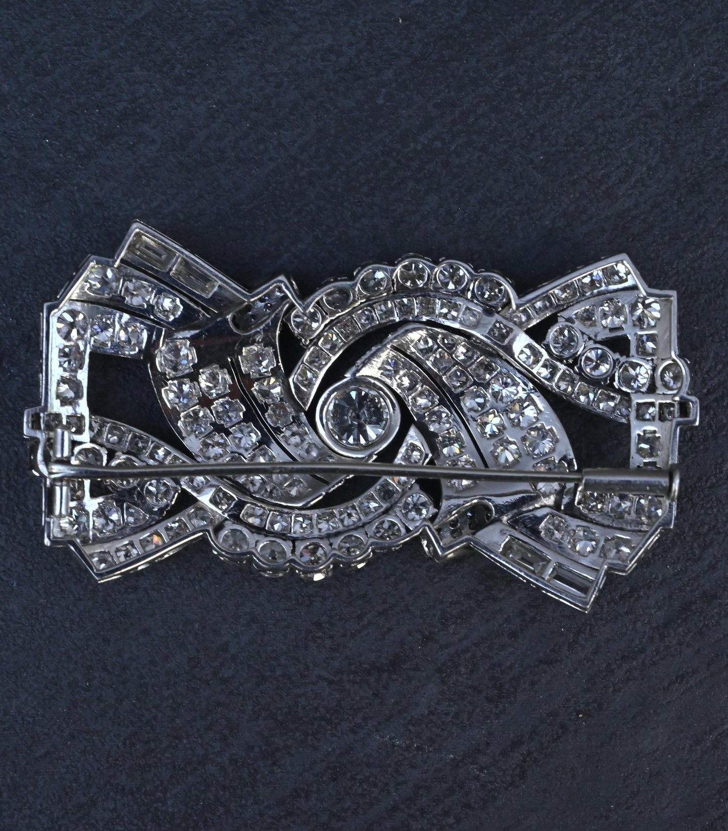 Antique Art Deco 8ctw Old European Diamond Platinum Brooch Pin IGI Certified