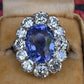 Rare Antique Platinum GIA 8.62ct No Heat Ceylon Sapphire & Old Cut Diamonds