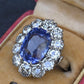Rare Antique Platinum GIA 8.62ct No Heat Ceylon Sapphire & Old Cut Diamonds