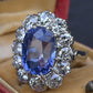 Rare Antique Platinum GIA 8.62ct No Heat Ceylon Sapphire & Old Cut Diamonds