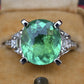 Rare GIA 6.57 Ct Unheated Natural Green Paraiba Tourmaline & Diamond Ring 18K