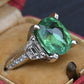 Rare GIA 6.57 Ct Unheated Natural Green Paraiba Tourmaline & Diamond Ring 18K
