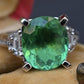 Rare GIA 6.57 Ct Unheated Natural Green Paraiba Tourmaline & Diamond Ring 18K
