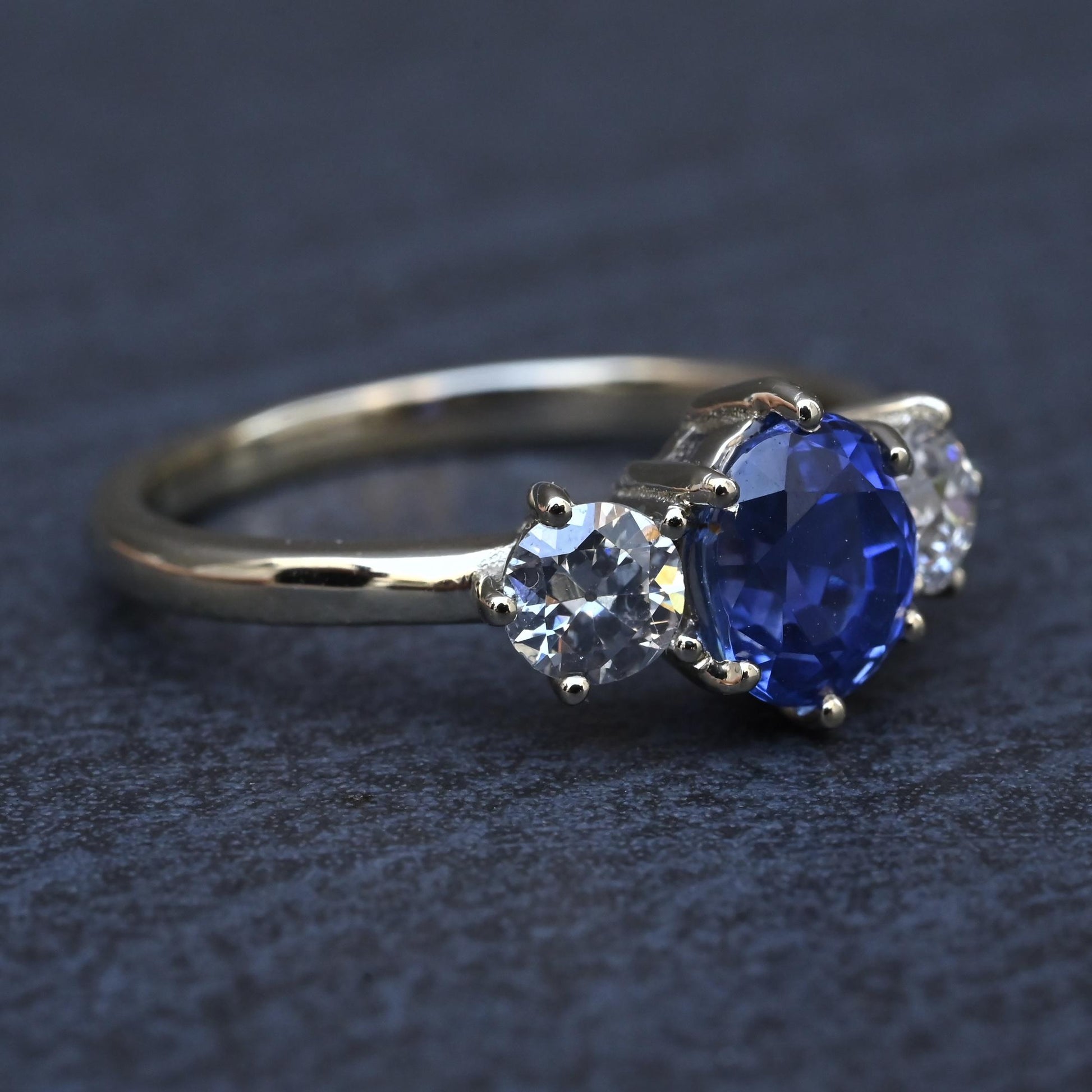 GIA 1.54ct Burma No Heat Sapphire With Old European Cut Diamonds 18K Gold Ring